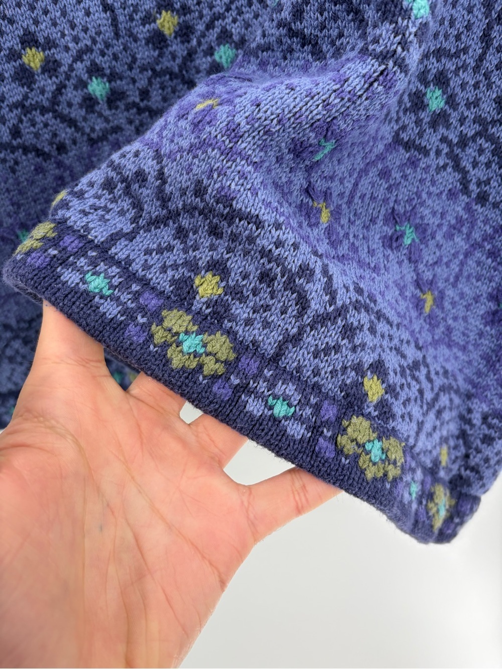 Norm Thompson Sweater Cardigan Floral Purple y2k 2000s Nordic Cottage Core Sz xl - Picture 9 of 11